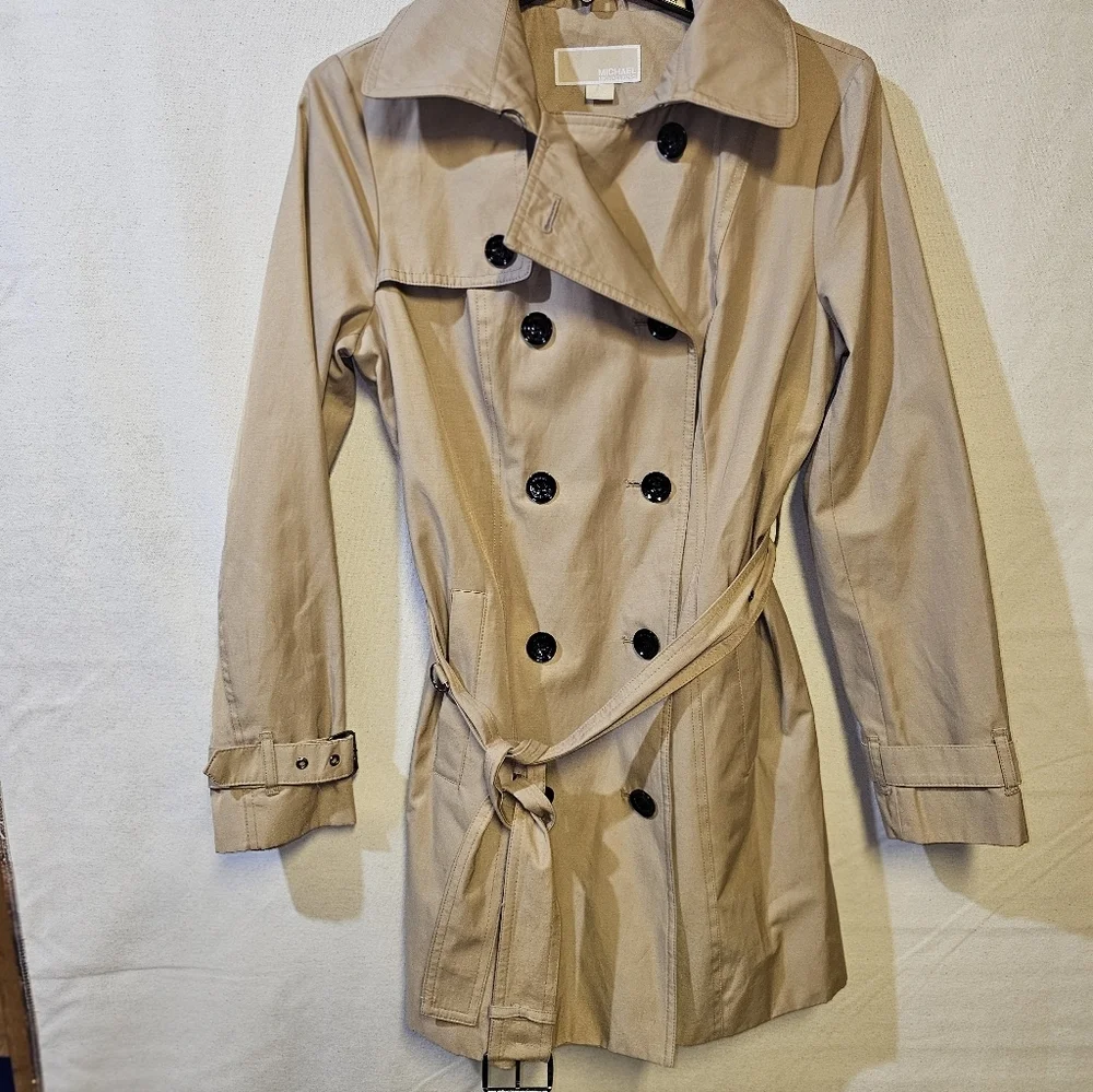 Michael Kors Womens Tan Double-Breasted‎ Trench Coat